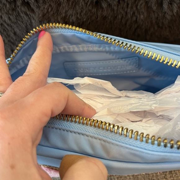 NWT Stoney clover lane periwinkle small pouch with 3 patches sewn on by SCL - Picture 4 of 7